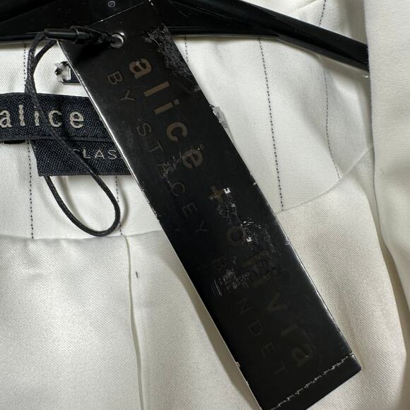 Alice + Olivia NWT Kylie Long Stripe Jacket Size M Shawl Collar Open Front Lined - Picture 7 of 11